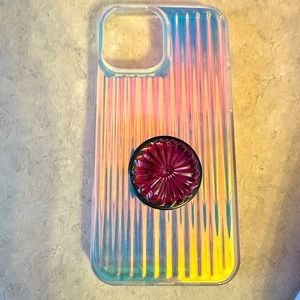 iPhone 12 Pro Max Iridescent Case/pop socket